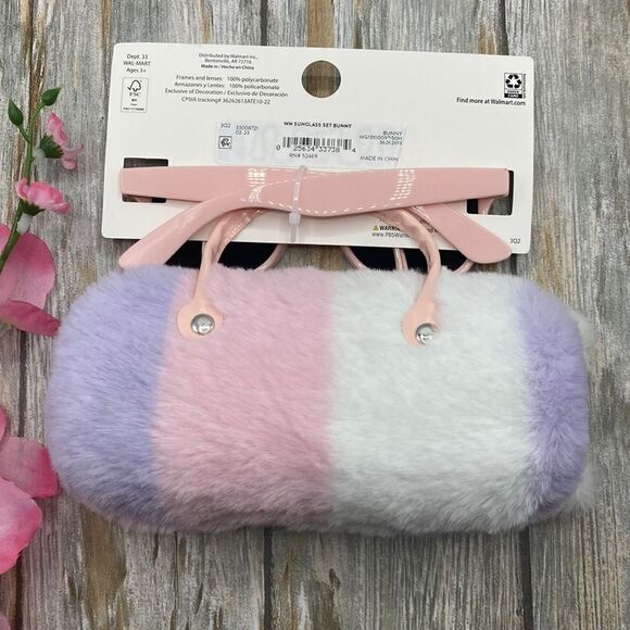 Girls Fun Summer Sunglasses With Unicorn & Bunny Faux Fur Carrying Cases - Picture 3 of 7